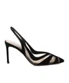 Aquazzura Mesh Panel Pointed Toe Stiletto Heel Pumps