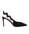 Aquazzura 85mm Artiste Sling Wave-detail Slingback Pumps In Black
