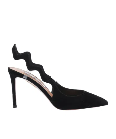 AQUAZZURA 85MM ARTISTE SLING WAVE-DETAIL SLINGBACK PUMPS