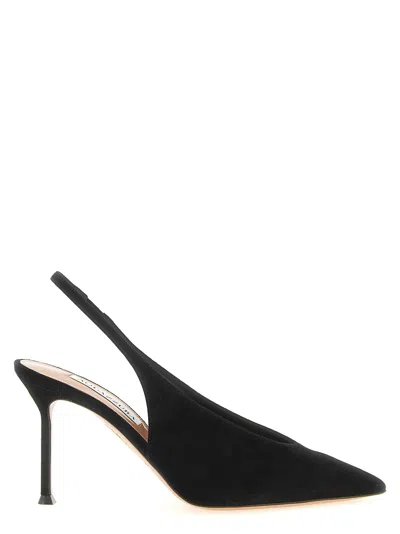 Aquazzura 85mm Voltaire Suede Slingback Pumps In Black