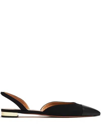 Aquazzura 'milanese' Black Slingback Ballet Flats