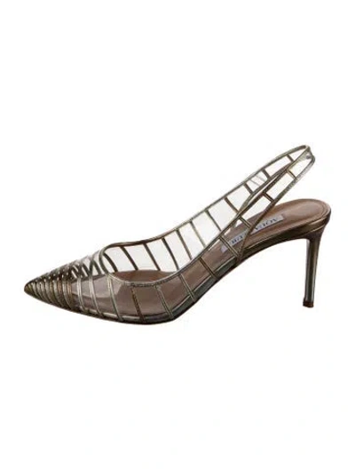 Pre-owned Aquazzura Slingback Pumps In Gold