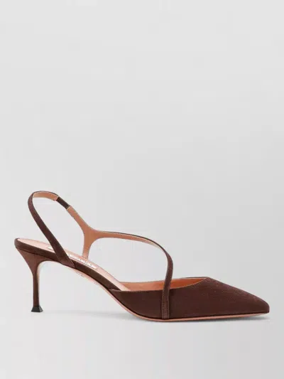 Aquazzura Slingback Pumps Suede Pointed Toe Stiletto Heel In Brown