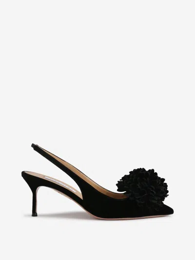 Aquazzura Couturier 65 Velvet Slingback Pump In Black