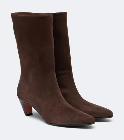 Aquazzura Slouchy 50 Suede Ankle Boots In Brown