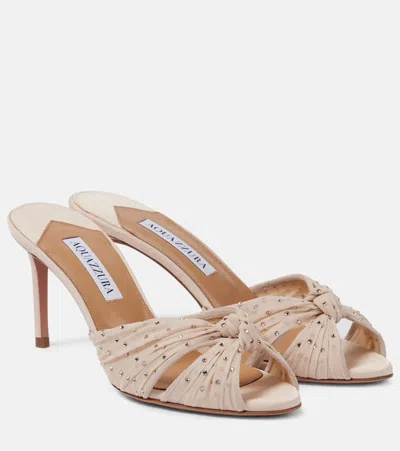 Aquazzura Slow Kisses 75 Mules In Nude