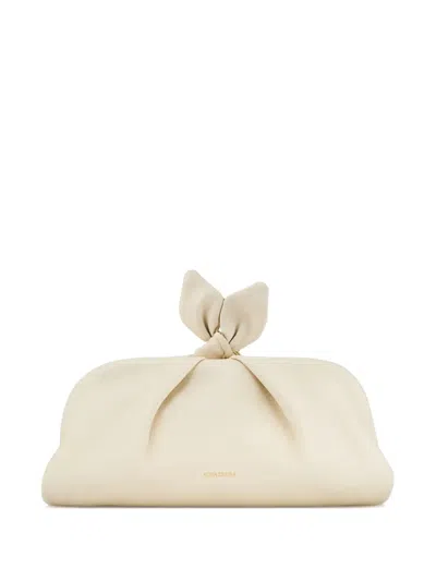 Aquazzura Small Bow Tie Clutch Bag In Nude