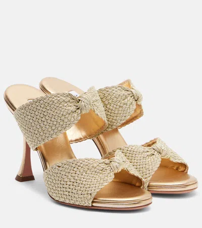 Aquazzura Smile Raffia-effect Mules In Multi
