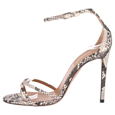 Pre-owned Aquazzura Snakeskin Embossed Leather Purist Sandals