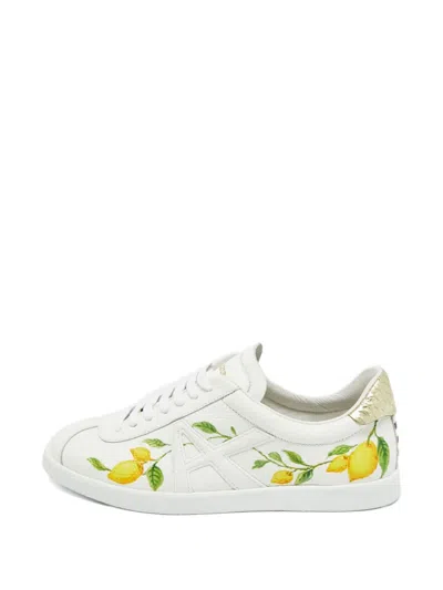 Pre-owned Aquazzura Snakeskin Embossed Leather Sneakers In White