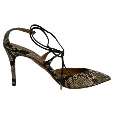 Aquazzura Snakeskin-effect Self-tie Pumps In Multicolor Leather
