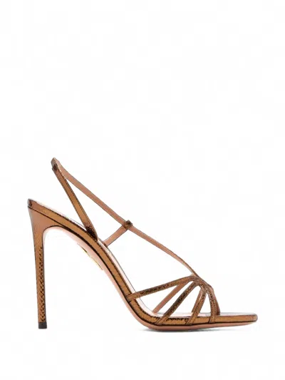 Aquazzura Snakeskin-effect Strappy Sandals In Purple