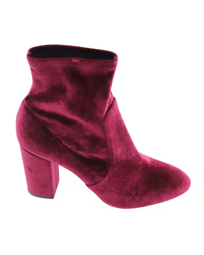 Aquazzura So Me 85 Ankle Boots In Burgundy Velvet In Red