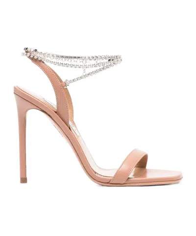 AQUAZZURA SO NAP 105MM LEATHER SANDALS