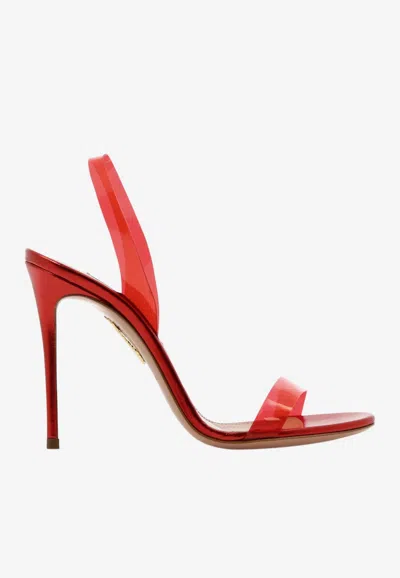 Aquazzura So Nude 105 Plexi Sandals In Red