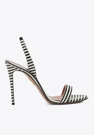 AQUAZZURA SO NUDE 105 STRIPED SANDALS