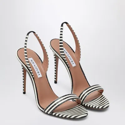 AQUAZZURA AQUAZZURA SO NUDE 105 WHITE AND BLACK SANDALS