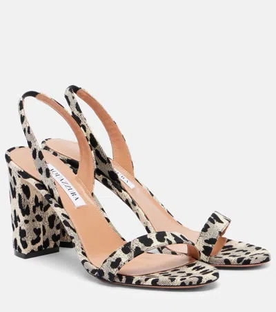 Aquazzura So Nude 85 Canvas Slingback Sandals In Animal Print