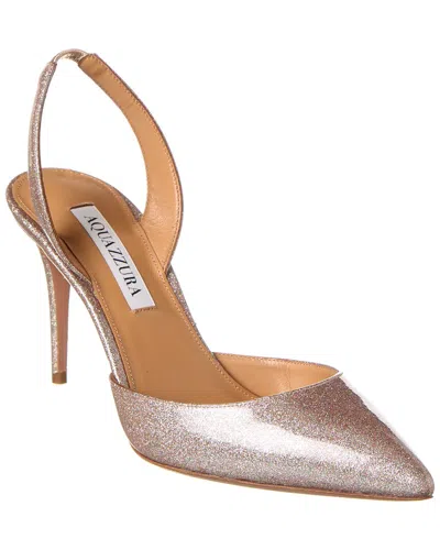 Aquazzura So Nude 85 Glitter Vinyl Slingback Pump In Gold