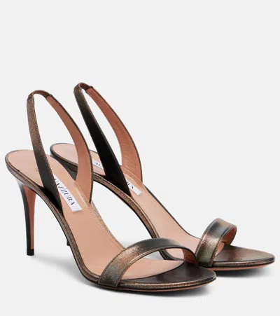 Aquazzura So Nude 85 Leather Slingback Sandals In Brown