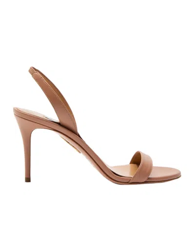 Aquazzura So Nude 85 Leather Slingback Sandals In Brown