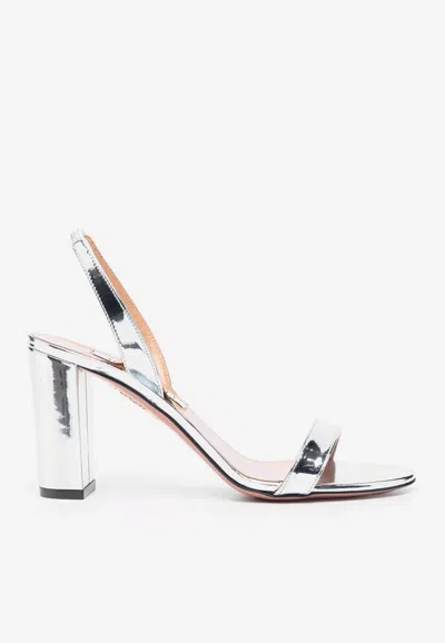 Aquazzura So Nude 60mm Metallic Sandals In Silver
