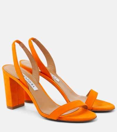 Aquazzura So Nude 85 Suede Block Sandals In Orange