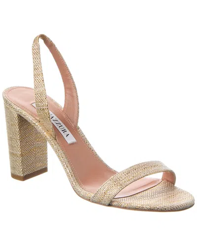 Aquazzura So Nude Block 85 Canvas Slingback Sandal In Neutral