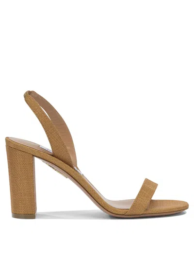 Aquazzura So Nude Block 85mm Brown Viscose Leather Sandals In Multi