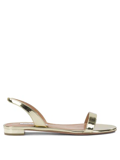 Aquazzura So Nude Flat Gold Polyester Polyurethane Thermoplastic Polyurethane Calf Leather Low Sanda