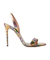 Aquazzura So Nude 105 Printed Snake-effect Leather Slingback Sandals