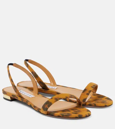 Aquazzura So Nude Leopard-print Suede Sandals In Brown