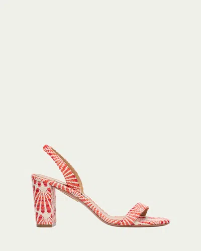 Aquazzura So Nude Printed Cotton Slingback Sandals In Tomato