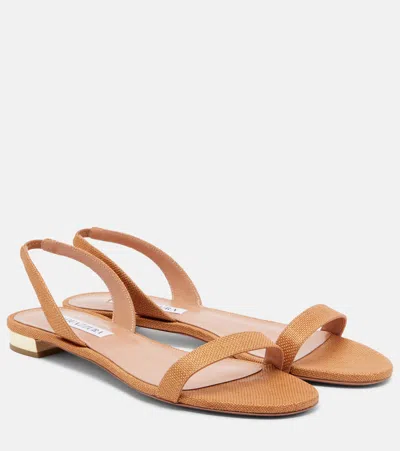 Aquazzura So Nude Raffia Sandals In Brown