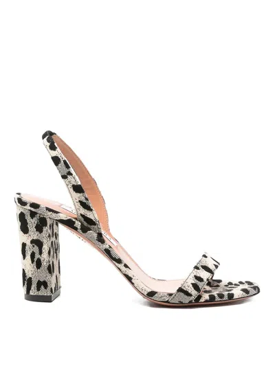 Aquazzura So Nude 85 Canvas Slingback Sandals In Animal Print