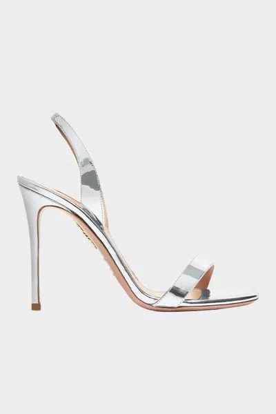 Aquazzura So Nude Sandal 105 In Silver In Grey