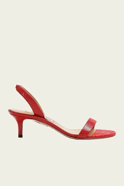 Aquazzura So Nude 50 Lizard-effect Leather Slingback Sandals In Red