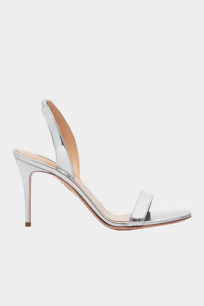 AQUAZZURA SO NUDE SANDAL 85 IN SILVER