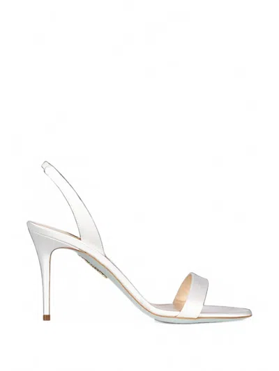 Aquazzura So Nude 85 Satin Slingback Sandals In White