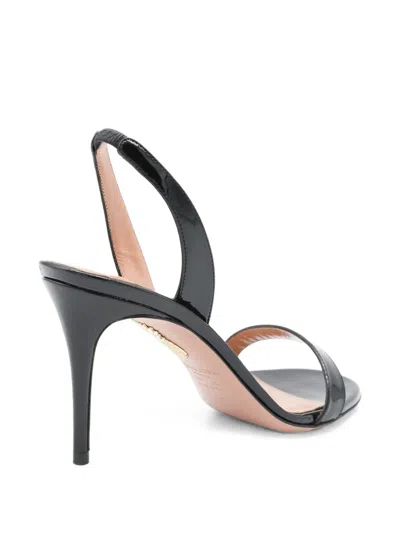 Aquazzura So Nude Patent Leather Slingback Sandals With High Stiletto Heel In Black