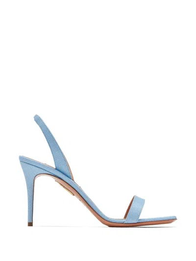 Aquazzura So Nude 85 Raffia Slingback Sandals In Blue