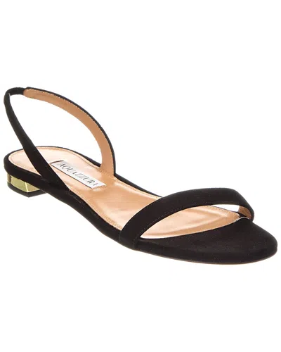 Aquazzura So Nude Suede Slingback Sandals In Black