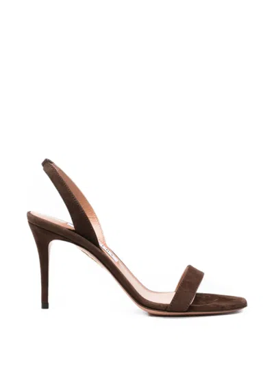 Aquazzura So Nude Mid-heel Sandals In Espresso In Multi
