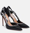 Aquazzura Soave Crystal 105 Embellished Satin Pumps In Black