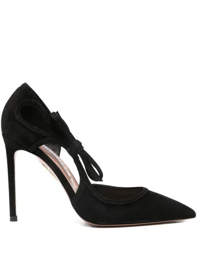 Aquazzura 105mm Bow Tie Pointed-toe Pumps In Black