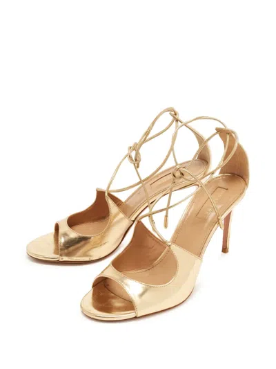 Pre-owned Aquazzura Sofia Lace-up Sandals In Gold