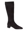 Aquazzura High Block Heel Knee-high Suede Boots In Black