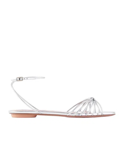 Aquazzura Solid Color Leather Flats In White
