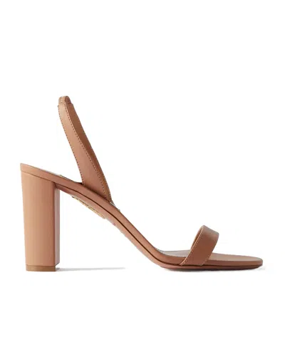 Aquazzura Solid Color Leather Slingback Sandals In Nude