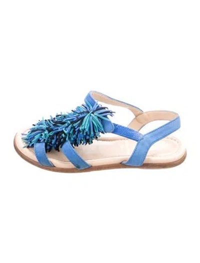 Pre-owned Aquazzura Babies' Solid Flat Sandal In Blue